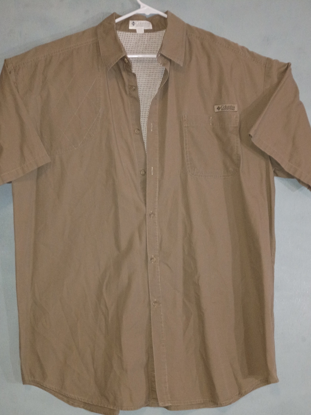 Columbia Men's Short Sleeve Button-Up Shirt - Khaki Brown
